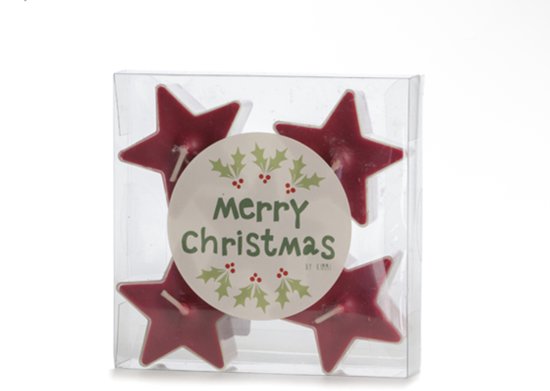 Rustik Lys - Waxinelichtjes in stervorm - Rood - 5 stuks - ster - kaars - kerst - kado - brievenbuscadeau