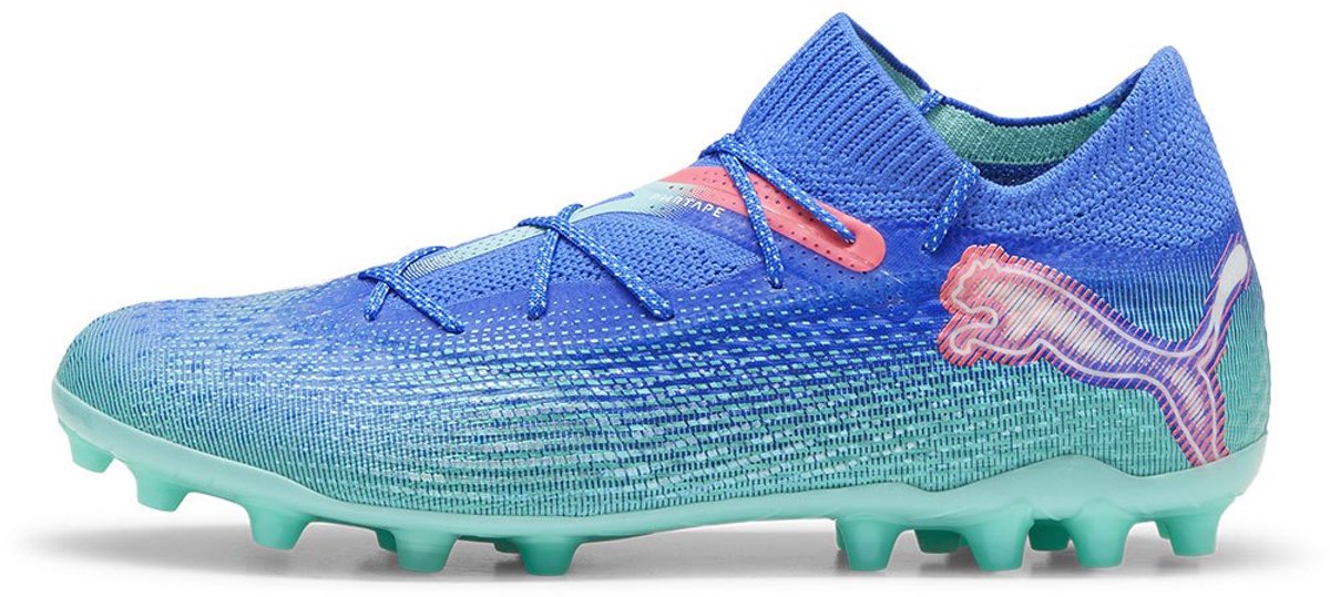 Puma Future 7 Ultimate Mg voetbalschoenen in blauw, met PWRPRINT, breiwerk en zachte mesh, maat EU 44.