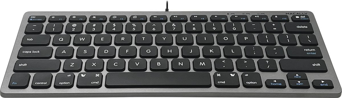 Macally UCSLIMKEYCSG Compact bedraad USB-C toetsenbord voor Apple Mac en iPad - Zwarte toetsen - U.S. Engels (QWERTY) layout thumbnail 2