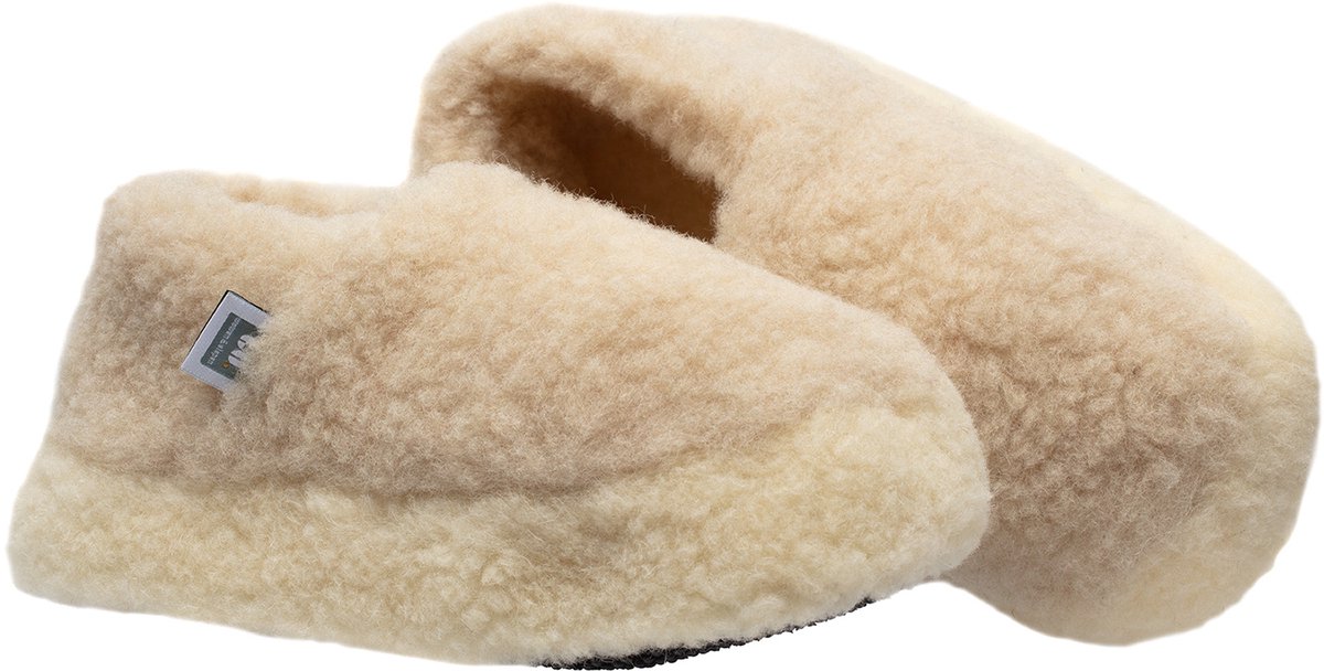 LuLu- Pantoffels - Sloffen - Beige Wit - 100% Schapenwol - Antislip zool - voor Dames en Heren - Maat 41 - 42