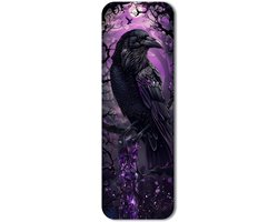 Gothic boekenlegger Bladwijzer – met raaf en kristallen – paars design – gelamineerd – ca. 15x4 cm – cadeau voor fantasy lezers