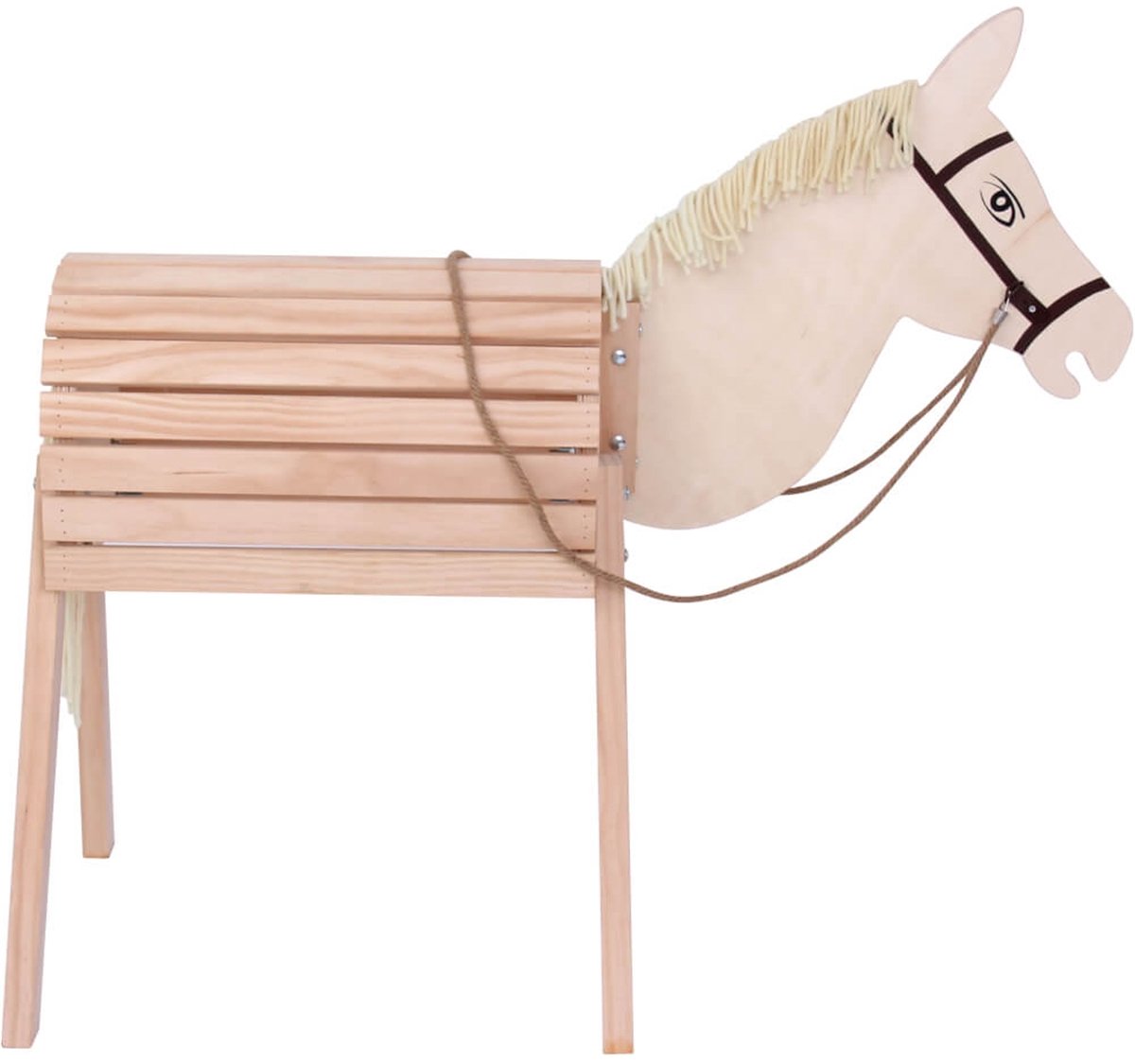 Houten paard voor kinderen, tuinpaard van grenenhout, belastbaar tot 100 kg