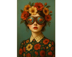 Art-Empire – Luxe ArtFrame Wanddecoratie – Wisseldoek met Aluminium Frame – Zwart (of op maat in andere kleuren) – Moderne Akoestische Kunst- Royal Vision – The Floral Dreamer