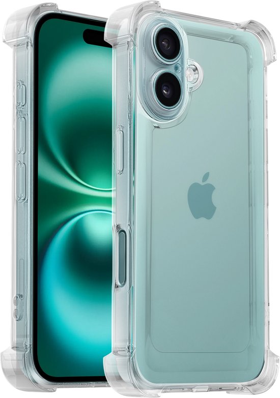Doorzichtige Ceezs hoes met verstevigde hoeken voor iPhone 16 Plus. Beschermt de camera.