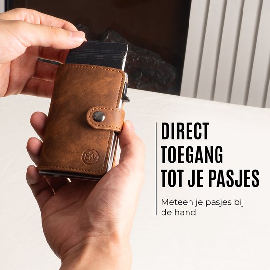 EliteWallets Porte-cartes – Porte-cartes de crédit avec Protection RFID – Porte-cartes – Portefeuille – Porte-cartes extensible – Hommes et femmes – Marron Londres