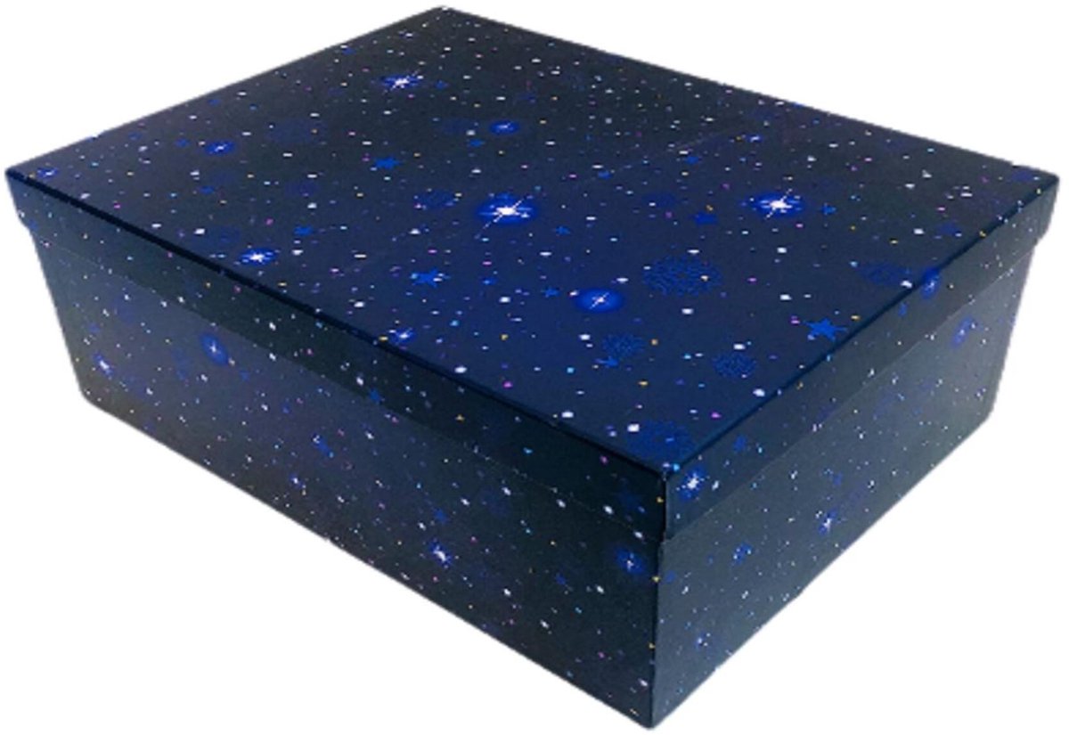 Luxe Doos met Deksel - 33*25.5*14.5cm - Blauw - Cadeaudoos / Opbergdoos – Stevig & Herbruikbaar – Voor Cadeaus, Kerst, Bruiloft of Opslag