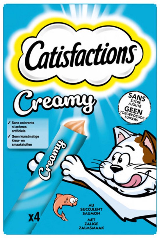 Catisfactions Creamy 4x10 g - Kattensnack - Zalm - 1ST