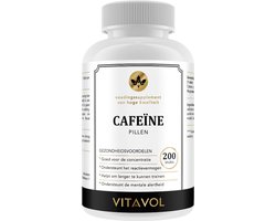 VITAVOL Cafeïne pillen - voor concentratie en mentale alertheid - 200 stuks
