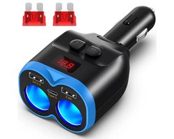 EXCITAT Autolader - Sigarettenaansteker Splitter - 12V - met dubbele USB-lader