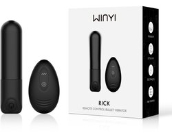 WINYI Rick remote control Bullet vibrator - klein - met afstandbediening - 10 m bereik - oplaadbaar - waterdicht - zwart