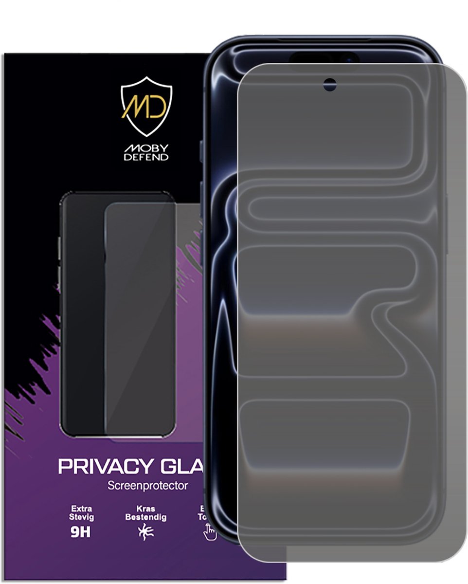 MobyDefend Screenprotector - Geschikt voor iPhone 17 Pro - HD Privacy Glass Screensaver