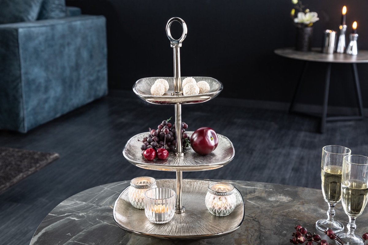 Design taartplateau ORIENT 44cm zilver met drie niveaus - 41605