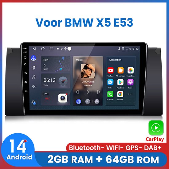 Schermo per BMW X5 E53 con CarPlay e Android Auto - Corvy