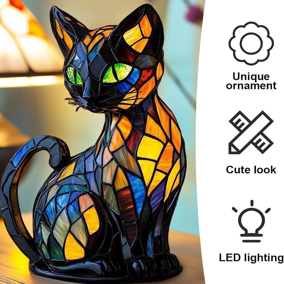 GILDE Lamp tafellamp decoratieve lamp kattenpaar - tafellamp van porselein in wit H 22 cm
