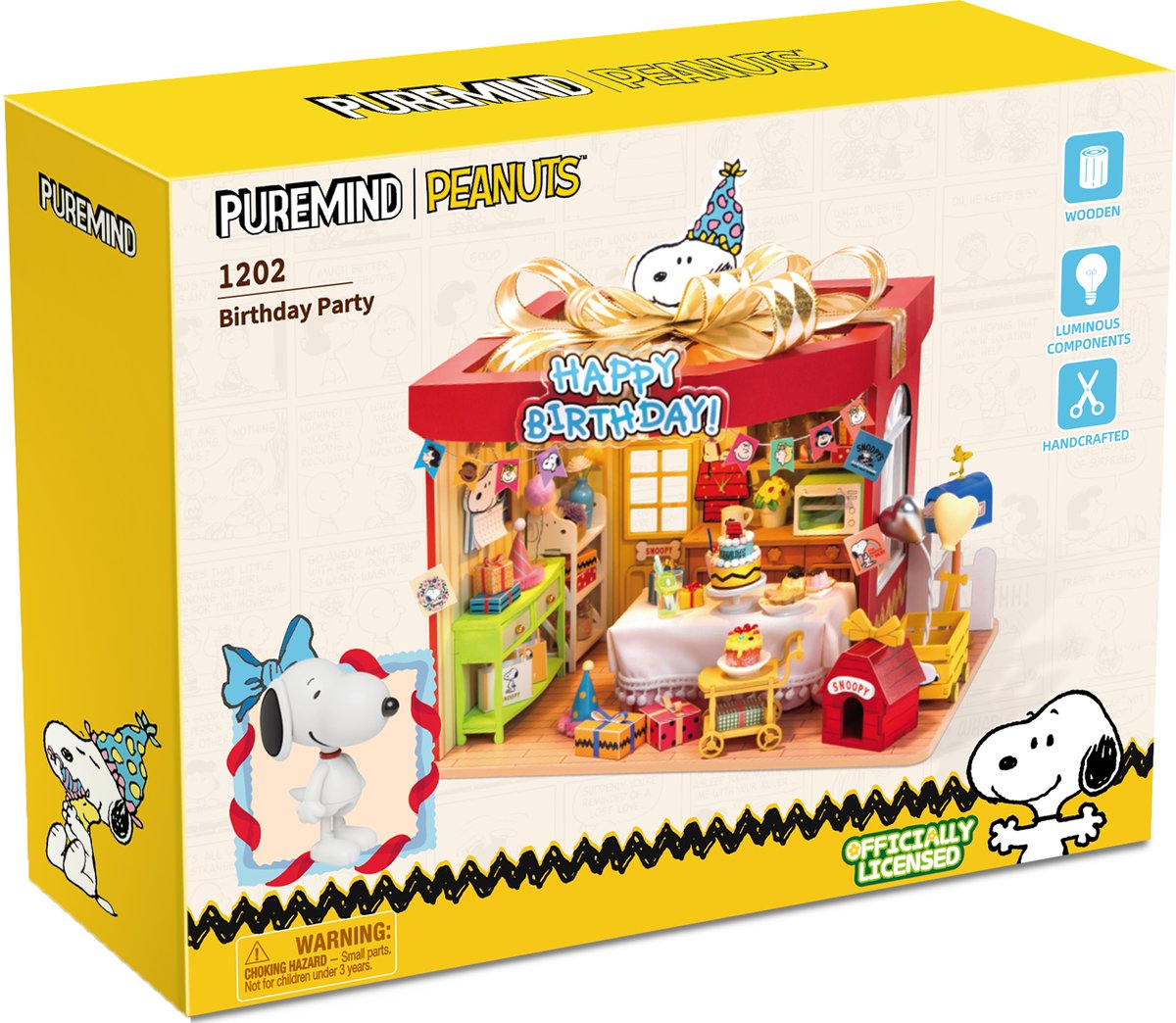 Pantasy Snoopy Birthday Party - Bouwbare klok en feesttafel - Cadeau-doos