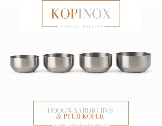 Ensemble de 4 bols durables en acier inoxydable à double paroi BGRC dimensions Ø13,5 // Ø12,5 // Ø11,5 // Ø10,5