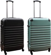 Travelerz kofferset 2 delig ABS groot - met cijferslot - 69 liter - zwart – groen