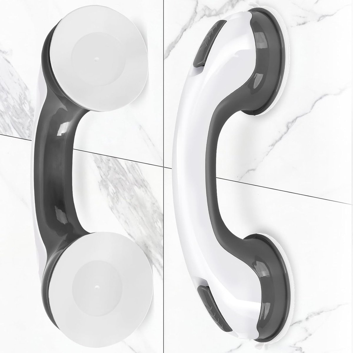 ATXANC 2 Stuks Douche Handgreep met Zuignap Badkamer - Geschikt voor douche en toilet - Vochtbestendig - Veiligheidsgreep - Handvat voor ouderen en kinderen - 29 CM