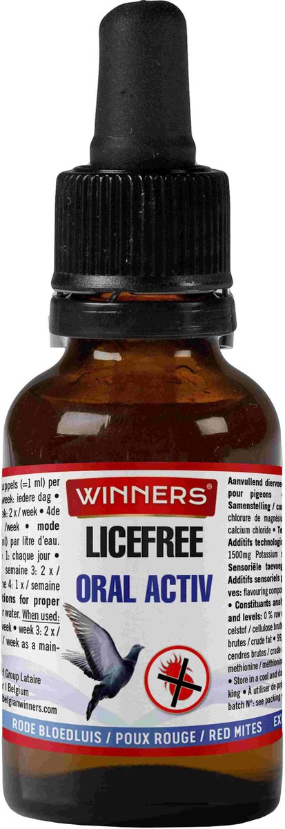 Belgian Winners Licefree Oral Activ 50ml - supplement voor duiven - preventieve bescherming tegen bloedluis en mijten