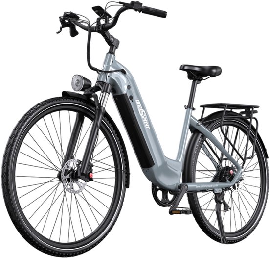 Vélo électrique ONESPORT OT05 Pro , moteur 250 W, batterie 36 V 22,5 Ah, pneus 700 x 50 C, vitesse max. 25 km/h, autonomie 140 km, freins à disque hydrauliques, fourche suspendue, Shimano 7 vitesses - gris