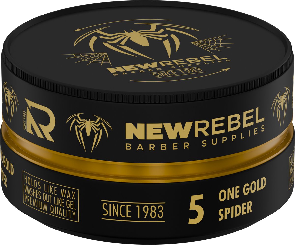 NEW REBEL One Gold Spider Hair Wax – Barber Supplies – Sterke Hold, Makkelijk Uitwasbaar – Premium Haarstyling Gel Wax – 150 ml - Spider wax - Mr Rebel