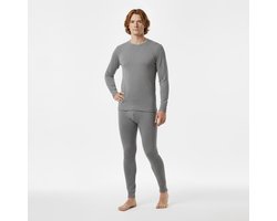 Wollen Thermo Ondergoed Set voor Heren - Merino Wol - Polyamide - Ademend - Grijs - Maat L