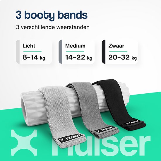 Weerstandsband fitness 15 kg textiel zwaar grijs