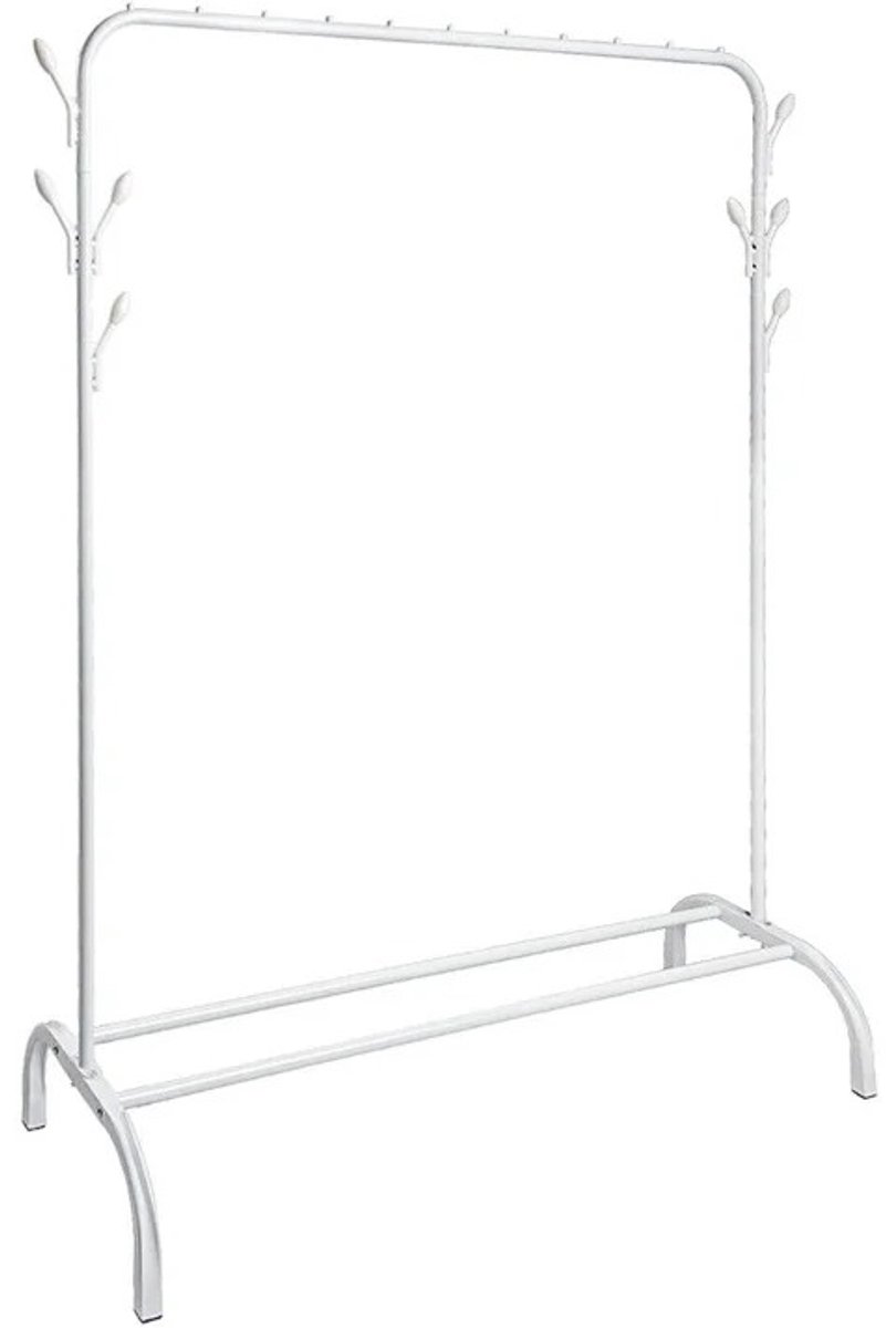 Kledingrek & Schoenenrek – 154x43x105 cm – Vloerstaand Garderoberek met Planken en Haken – Organizer voor Kleding, Schoenen & Tassen – Slaapkamer Kapstok - Wit