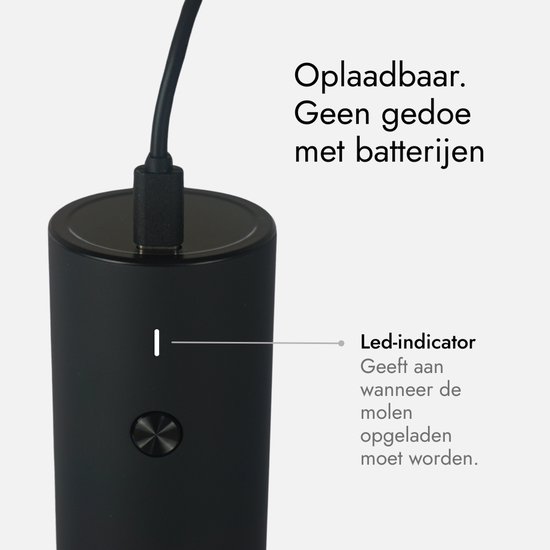 Salière et poivrière électrique GOV - Acier inoxydable régulier - Rechargeable - Édition noire - Zwart - Moulin à poivre - Cadeau - Acier inoxydable