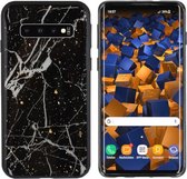 Marble Glitter Back Cover voor Samsung Galaxy S10 - Zwart