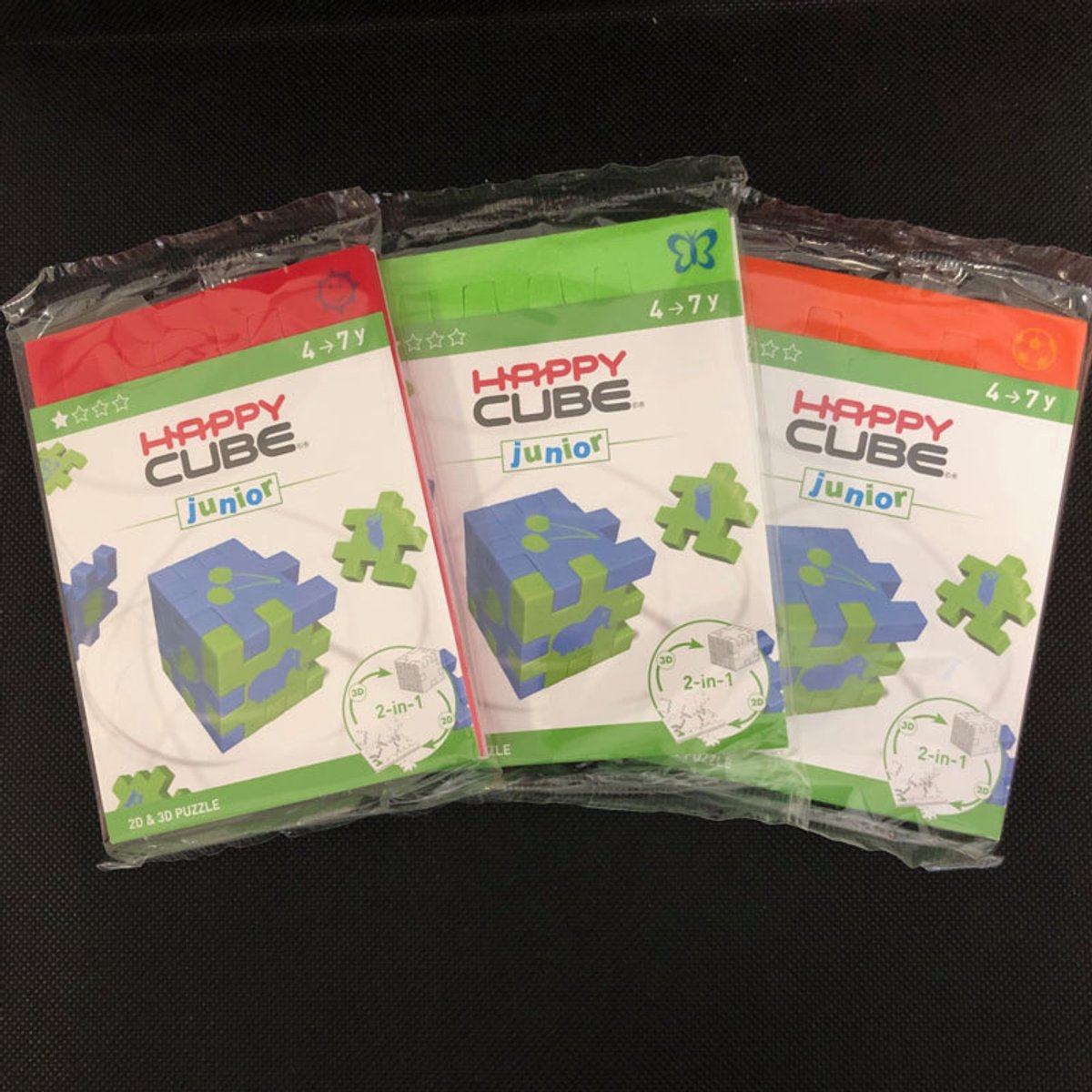 Happy Cube Junior - set van 3 (rood, groen, oranje)