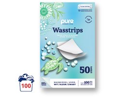 Pure Laundry Club Wasstrips - Clean Cotton - 100 Wasbeurten - Krachtige Reiniging - Plasticvrij Wasmiddel - Wasmiddeldoekjes voor Wit, Kleur & Zwart