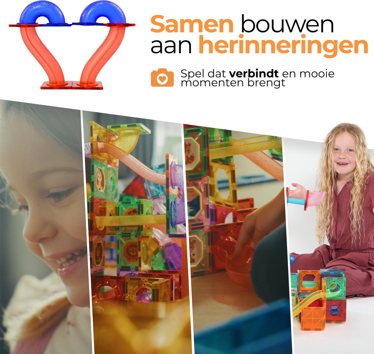 Magna Minds - Magnetic Tiles - Knikkerbaan - 125 stuks - Magnetisch Speelgoed - Constructie speelgoed - Magnetische tegels - Montessori speelgoed - Magnetic toys - Magnetische bouwstenen - Speelgoed Kinderen — afbeelding 10