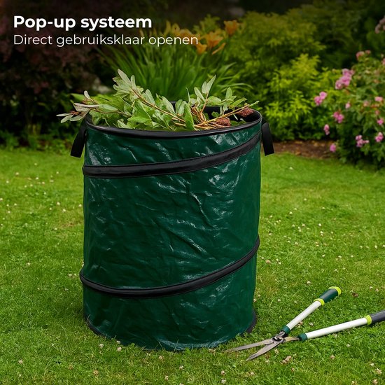 Lomera Pop-Up Tuinafvalzak - Tuinafvalzak 85 Liter - Draaghengsels - Rond Ontwerp - Herbruikbare Afvalzak - Tuin Opruimen - Bladeren Opruimen - Tuinonderhoud van Lomera — afbeelding 5