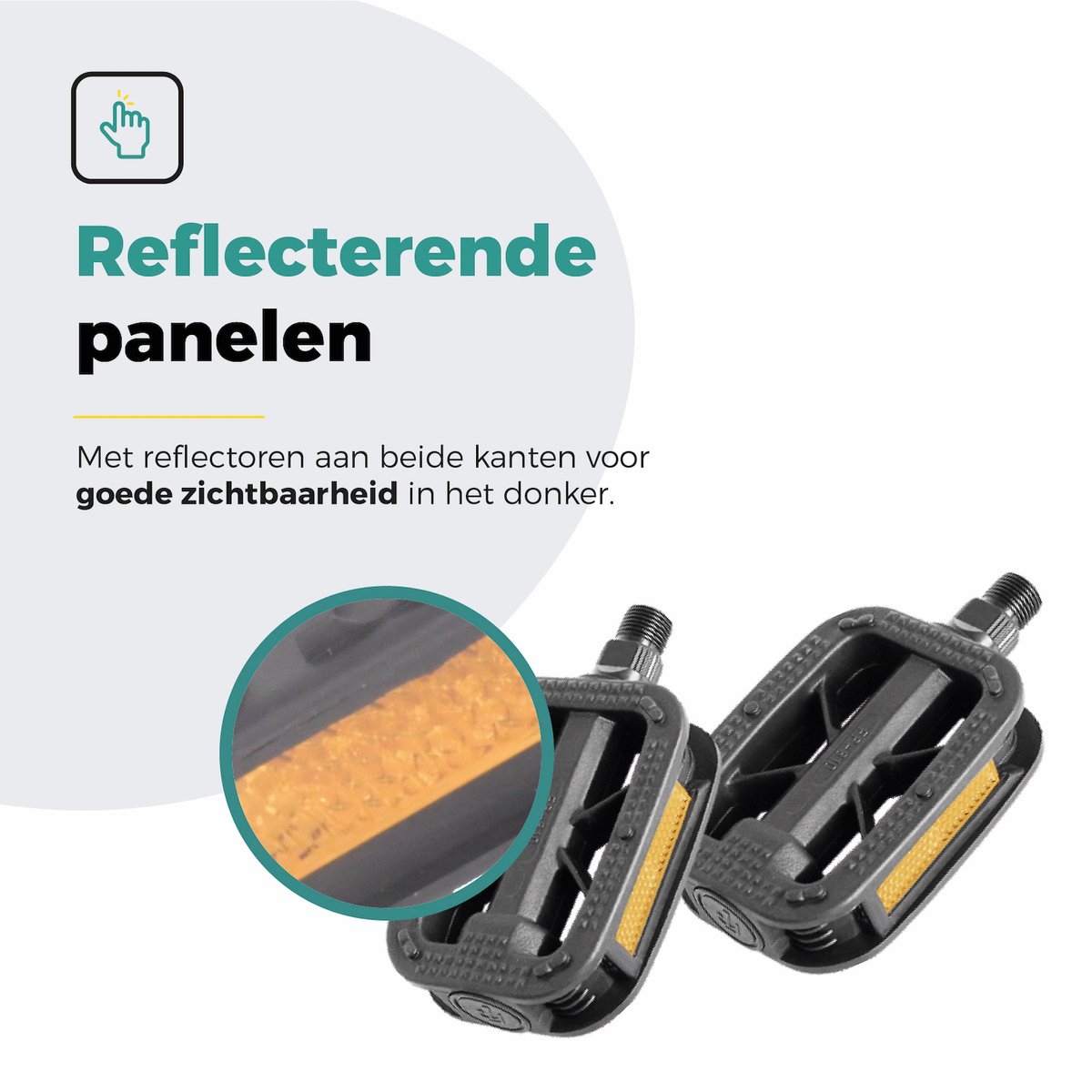 Voltano Antislip E-bike Fietspedalen 421125 Zwart - Universeel - Reflectoren- Trappers Fiets – foto 4