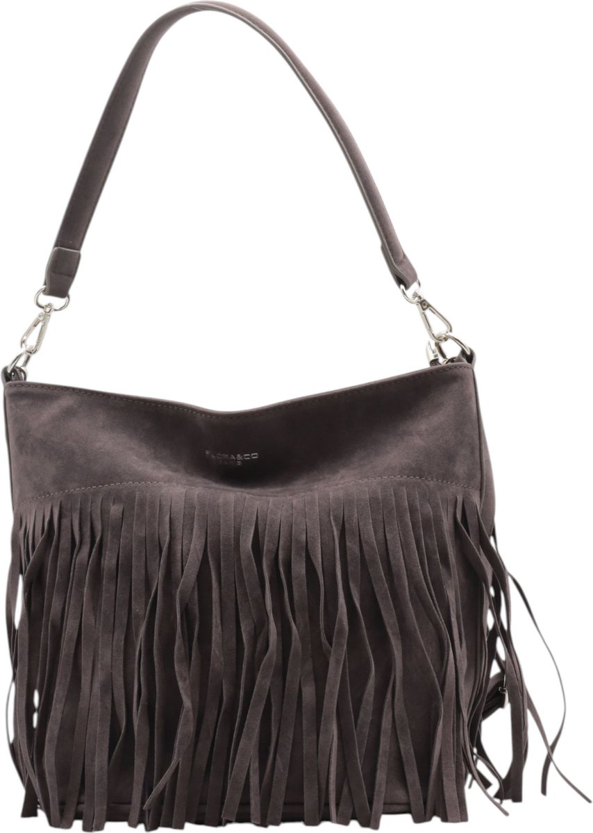 Flora&Co - Handtas - Suede look - grijs