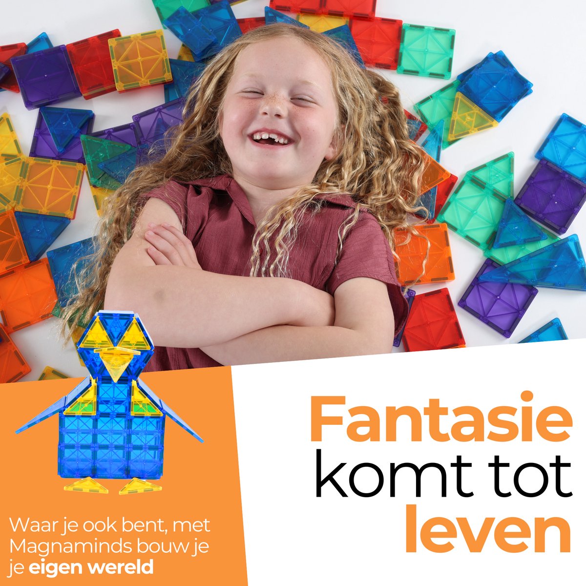 Magna Minds - Magnetic Tiles- Magnetisch Speelgoed – 120 stuks - Constructie speelgoed - Magnetische tegels - Montessori speelgoed - Magnetic toys - Magnetische bouwstenen - Speelgoed Kinderen — afbeelding 11