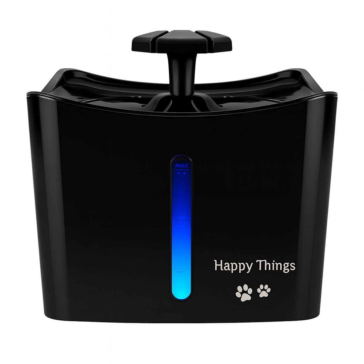 Happy Things Drinkfontein Kat en Hond XL - Incl. 2 Filters– Kattenfontein - 3L – Waterfontein Kat – Geruisloos – Zwart met Zilver