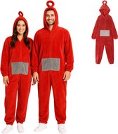 Joya Party® Tele Onesie | Rood Verkleedkostuum Volwassenen | Carnavalskleding Heren & Dames | Verkleedkleren Man & Vrouw | Tubbie Kostuum | Halloween en Carnaval kleding | Verkleedkleding | Groepskostuum | Europese Maatvoering | Maat S/M