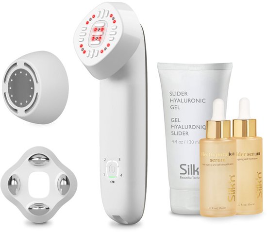 Silk'n Huidverjonging Booster Kit - Promo pack: huidverjoningsapparaat gezicht met 2 serums en extra kop - Voor strakke huid met minder rimpels - Gezichtsmassage - Anti-aging LED- en infraroodtechnologie - FaceTite Multiplatform