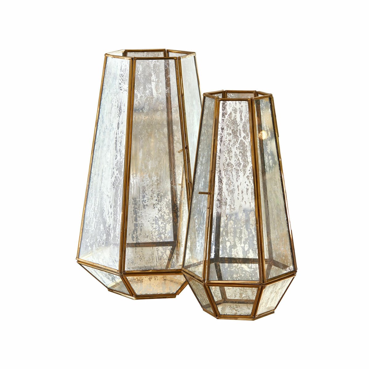 Loberon Windlicht set van 2 Mouniza messing