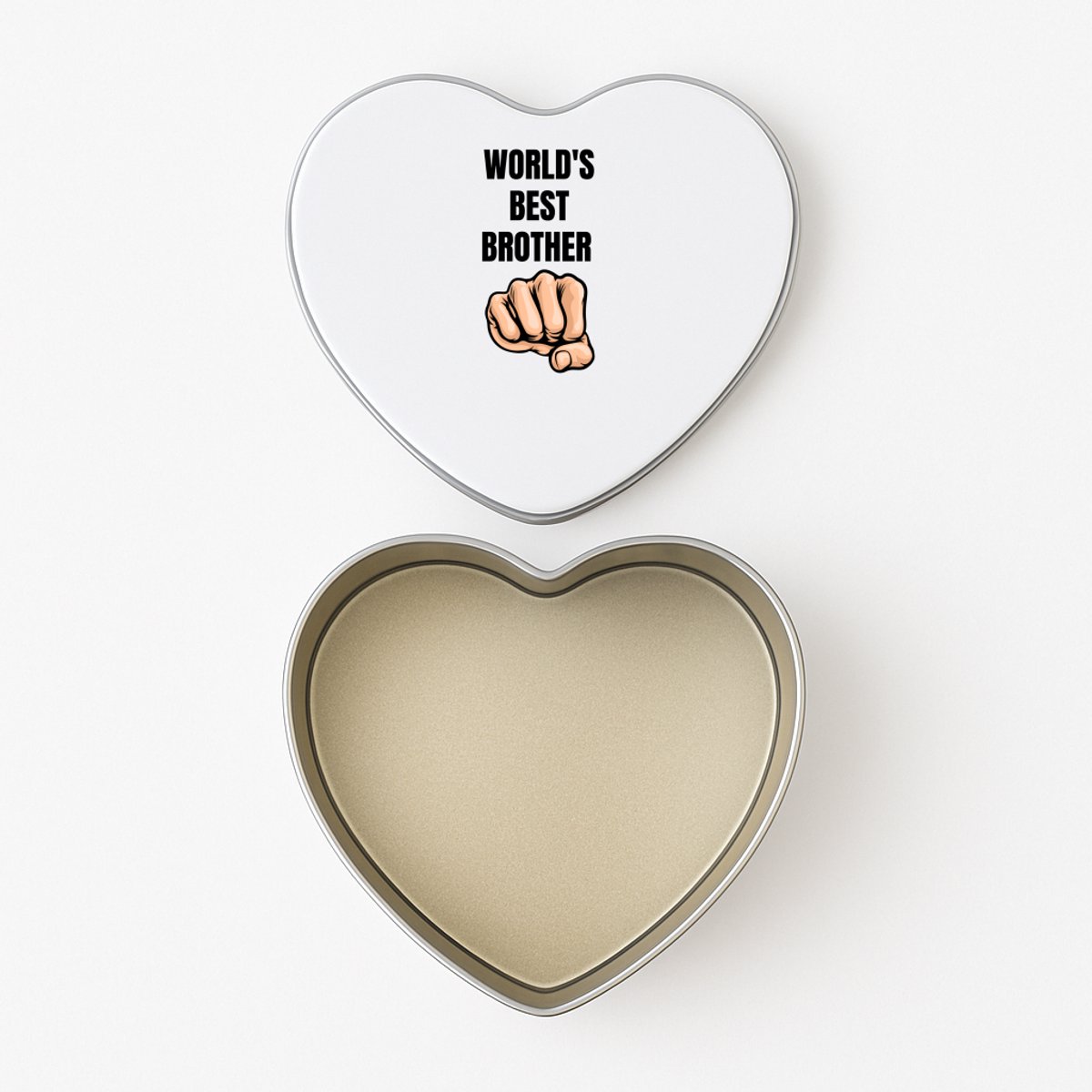 Hacebo® - world's best brother koektrommel hart - Broer - broertje of broer - koekblik – koektrommels – bewaarblik - snoeptrommel - cadeau - verjaardag - broers - familie - koek trommel - 15 x 15 CM