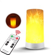 CFGROW LED Flame Effect Light USB Rechargeable Battery Fire Light Remote Control Timer Waterproof Dimmable 4 Modes Flameless Candle Light for Room