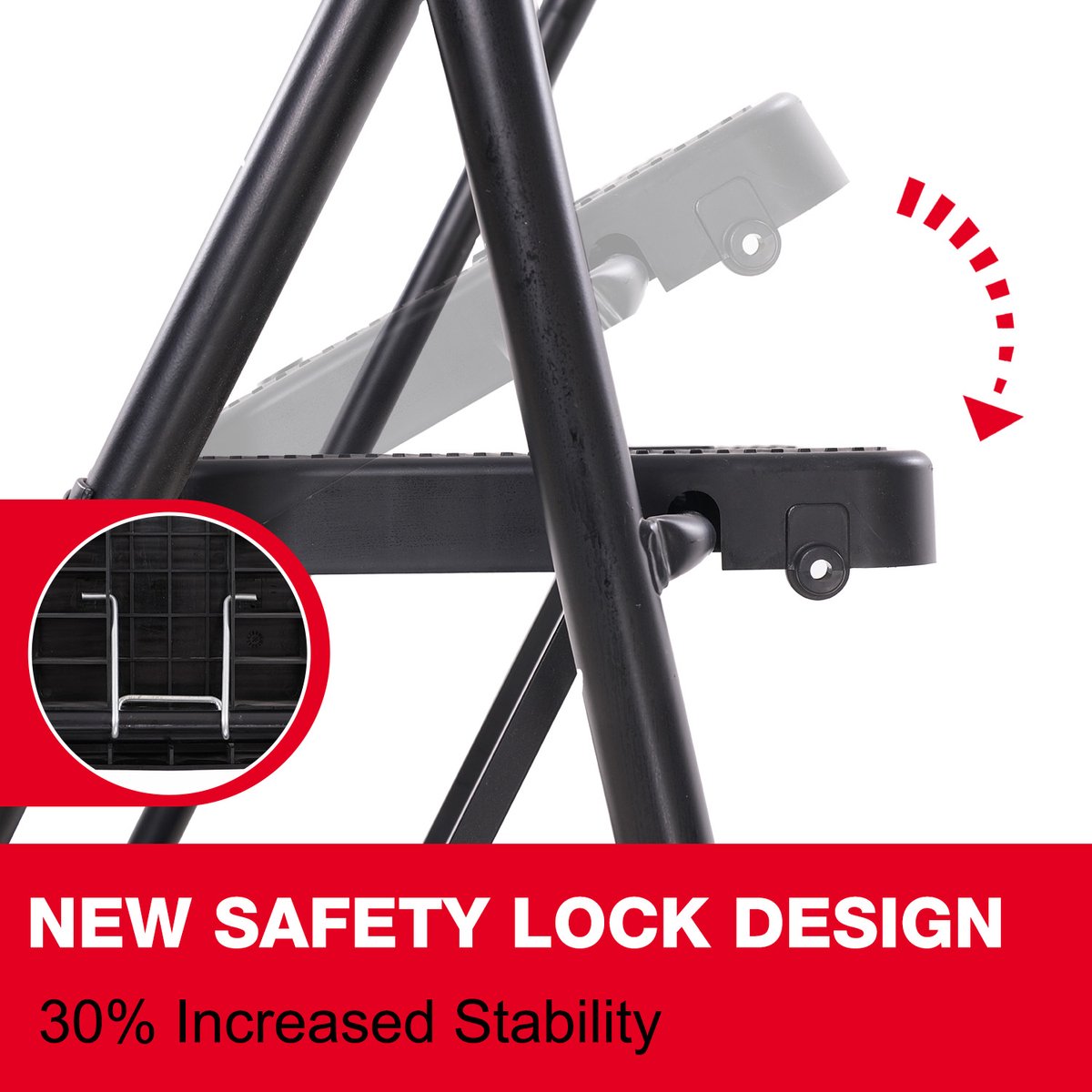 OUTIGO Stevige Metalen Huishoudtrap 3 Treden - Inklapbaar Trapladder met Anti-Slip - Draagvermogen Tot 150 kg, Ideaal voor Keuken & Huisraad – foto 3