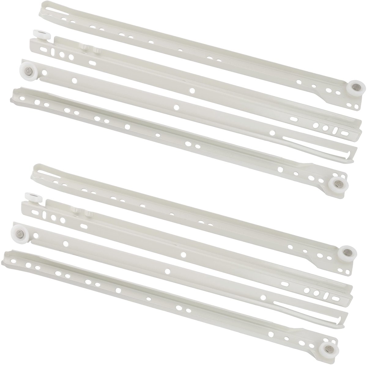 C41023 - Runners/Roller Guides 35 cm - Voor 2 Laden - Maximale Belastbaarheid 25 kg - Staal - Wit