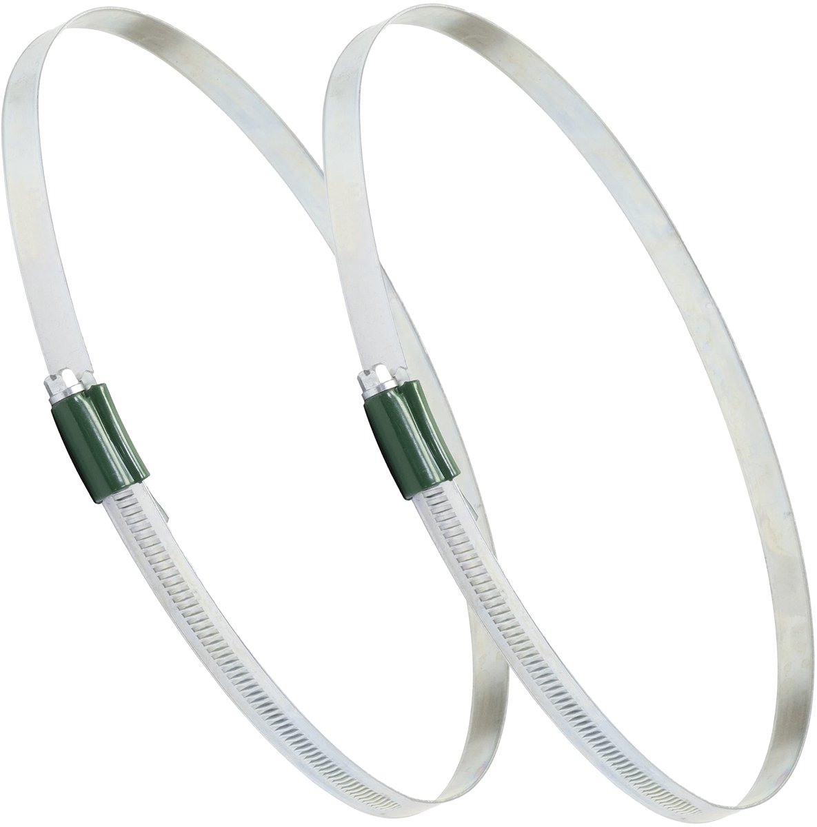 C63721 - Set van 2 schroefklemmen - 210-240 mm aanpasbaar - 12 mm breed - gegalvaniseerd staal - zilver