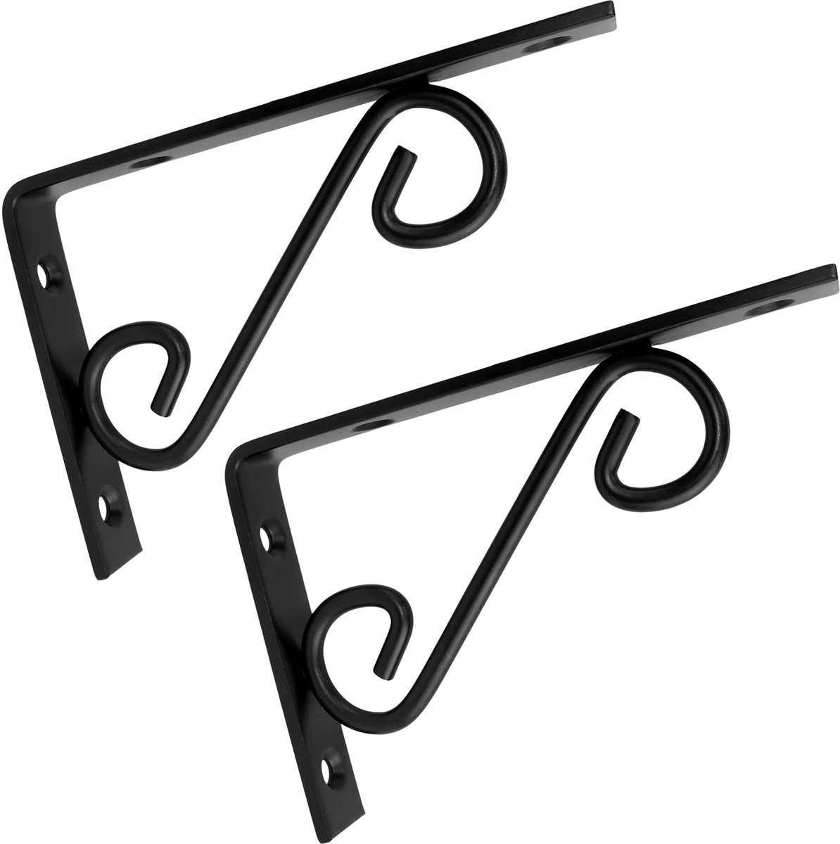 C57267 - Set van 2 versterkte decoratieve wandsteunen voor planken - 150 x 100 x 20 mm - zwart