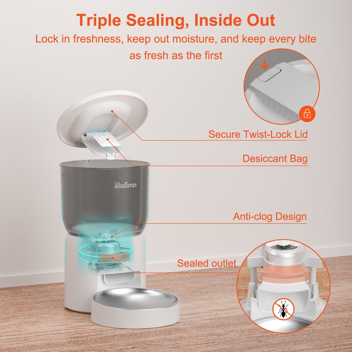 Balimo Voerautomaat met App - Automatische Voerbak 3L - afbeelding 3