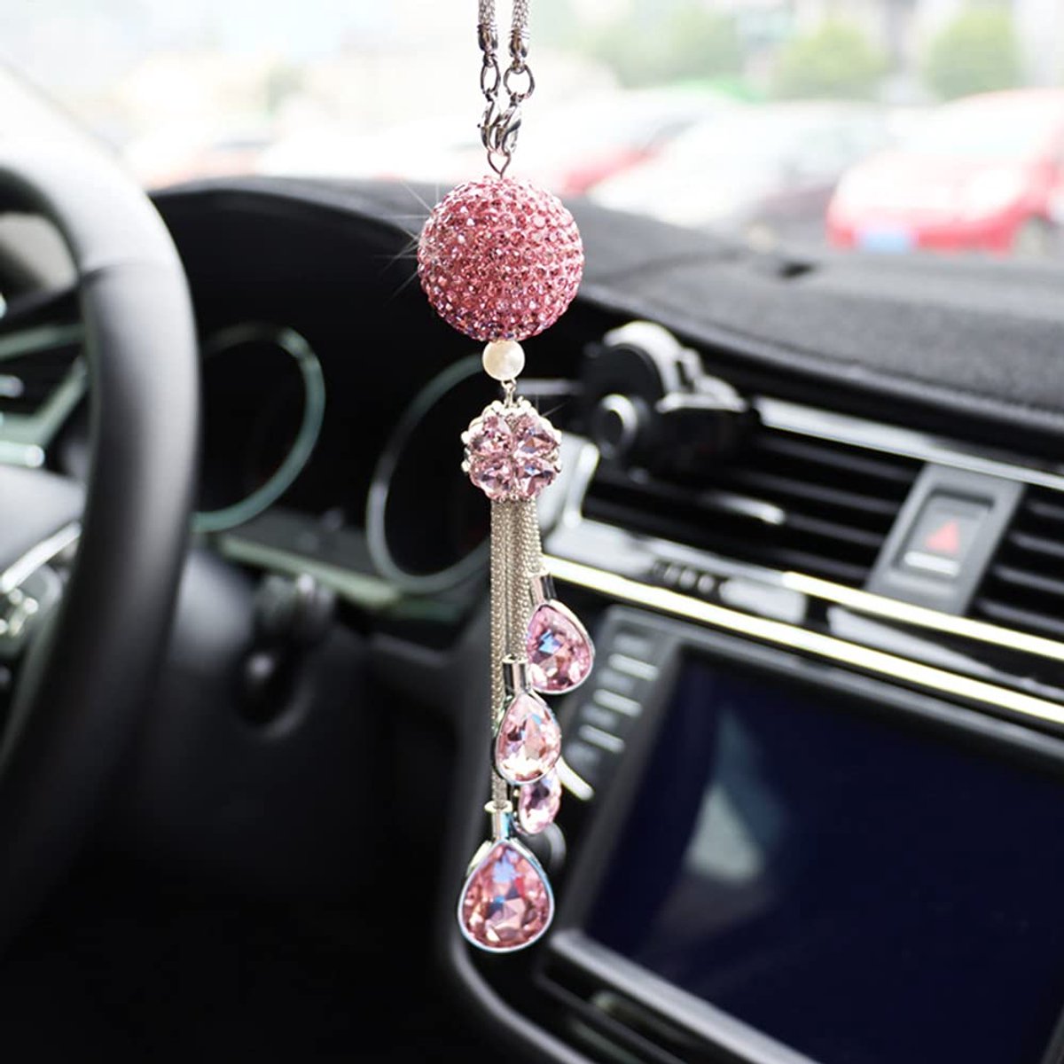 Bling Crystal Car Rearview Mirror Pendant - Rhinestone Charm - Decoratief Accessoire