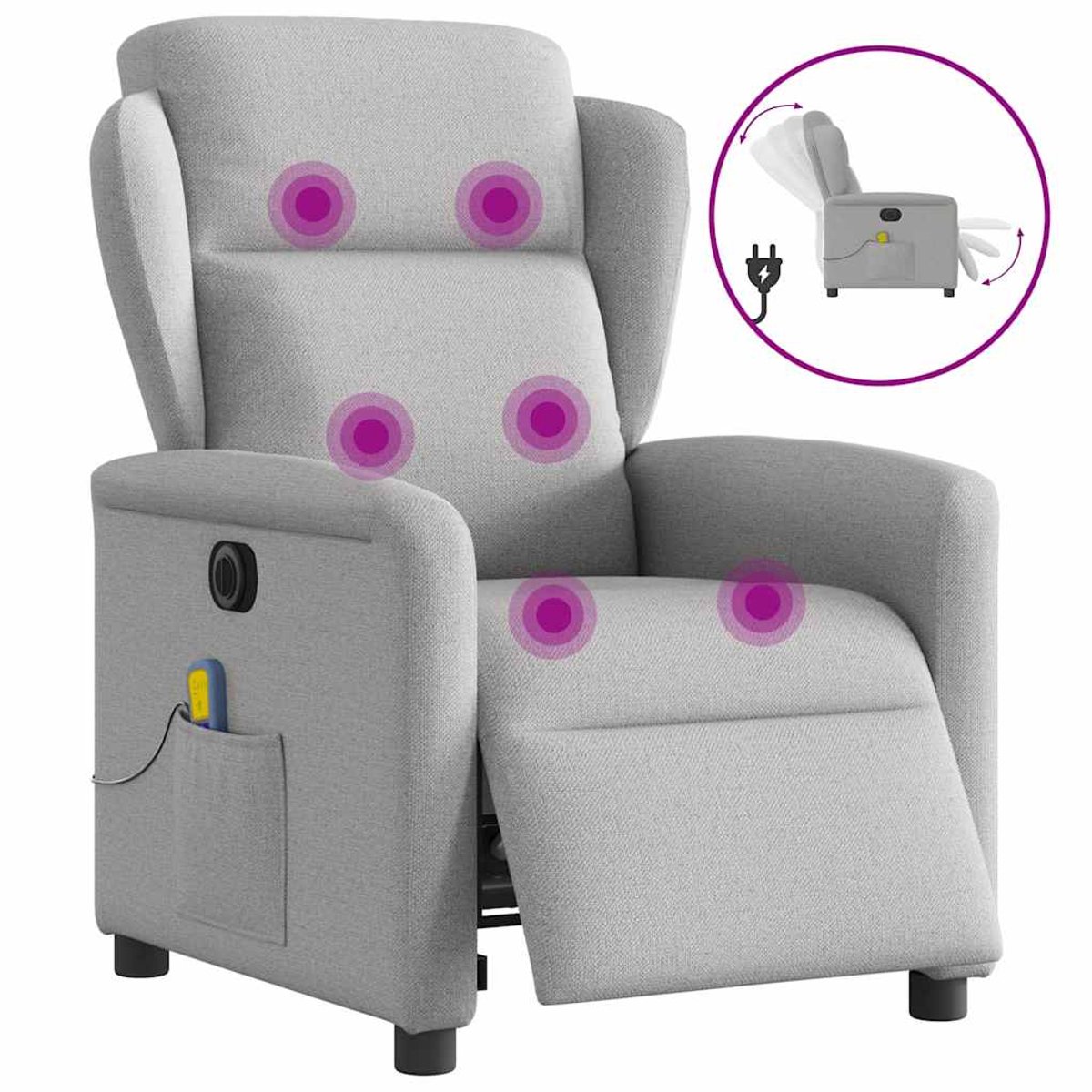 vidaXL Massagestoel - elektrisch - verstelbaar - stof - wolk - grijs Wolkengrijs